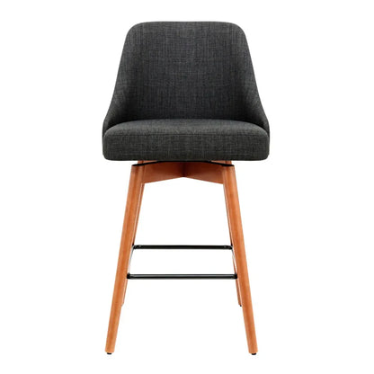 Artiss 2x Bar Stools Swivel Seat Wooden Charcoal - Mekamart Australia