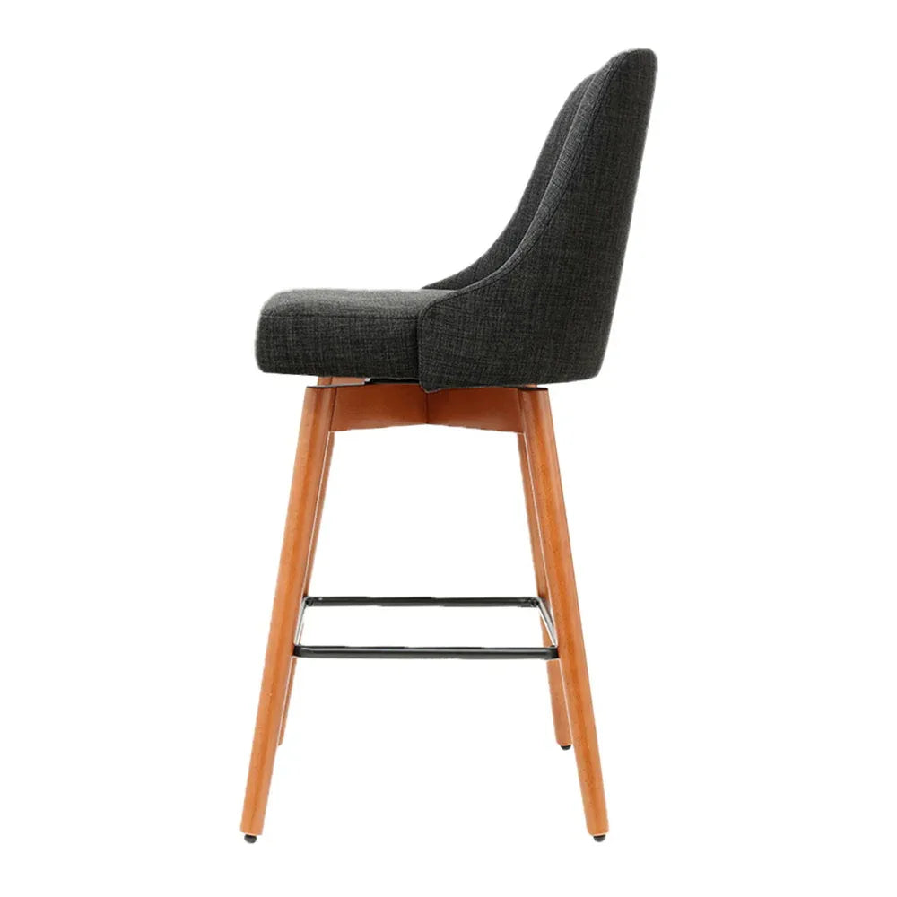 Artiss 2x Bar Stools Swivel Seat Wooden Charcoal - Mekamart Australia