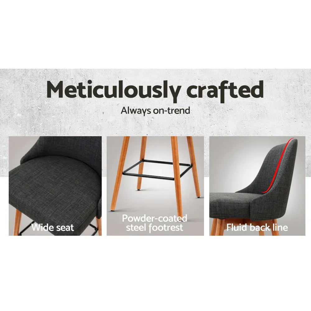 Artiss 2x Bar Stools Swivel Seat Wooden Charcoal - Mekamart Australia