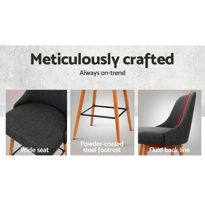 Artiss 2x Bar Stools Swivel Seat Wooden Charcoal - Mekamart Australia