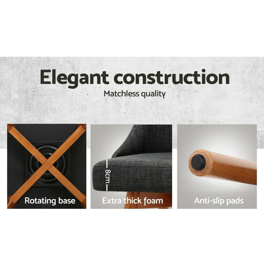 Artiss 2x Bar Stools Swivel Seat Wooden Charcoal - Mekamart Australia