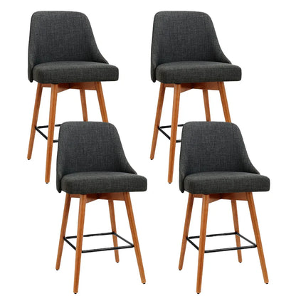 Artiss 4x Bar Stools Swivel Seat Wooden Charcoal - Mekamart Australia