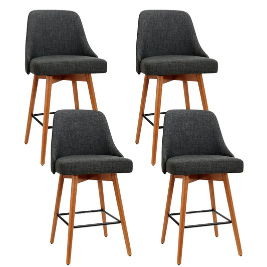 Artiss 4x Bar Stools Swivel Seat Wooden Charcoal - Mekamart Australia
