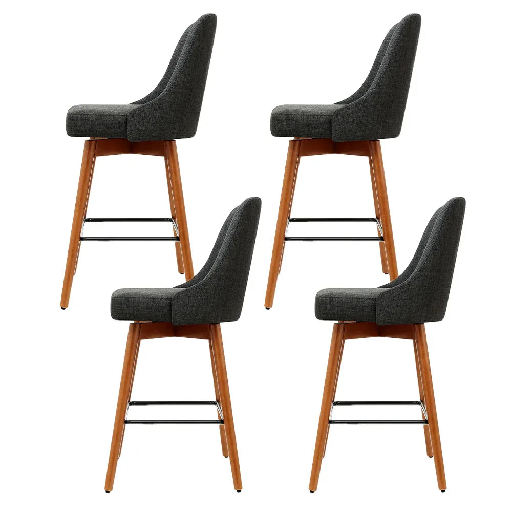 Artiss 4x Bar Stools Swivel Seat Wooden Charcoal - Mekamart Australia