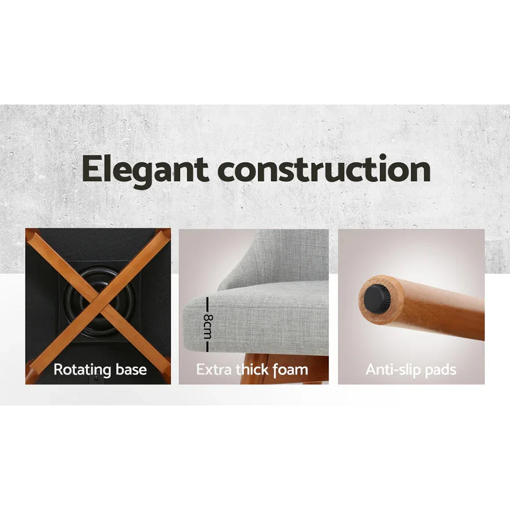 Artiss 2x Bar Stools Swivel Seat Wooden Grey - Mekamart Australia