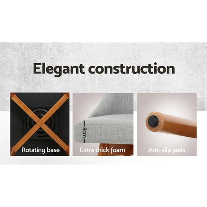 Artiss 2x Bar Stools Swivel Seat Wooden Grey - Mekamart Australia