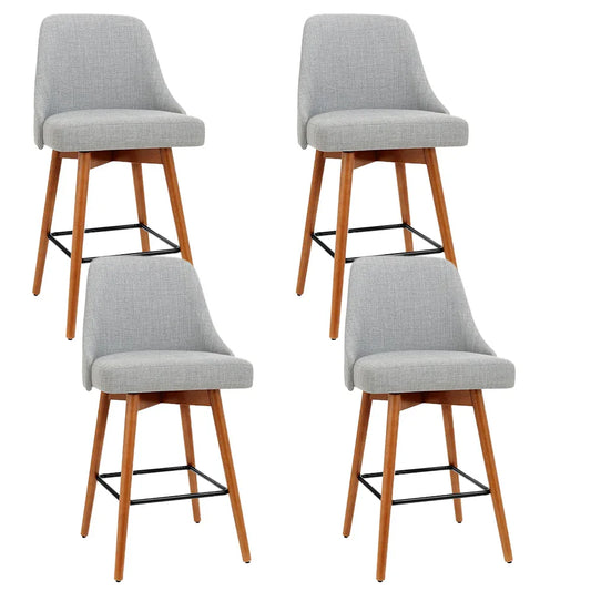 Artiss 4x Bar Stools Swivel Seat Wooden Grey - Mekamart Australia