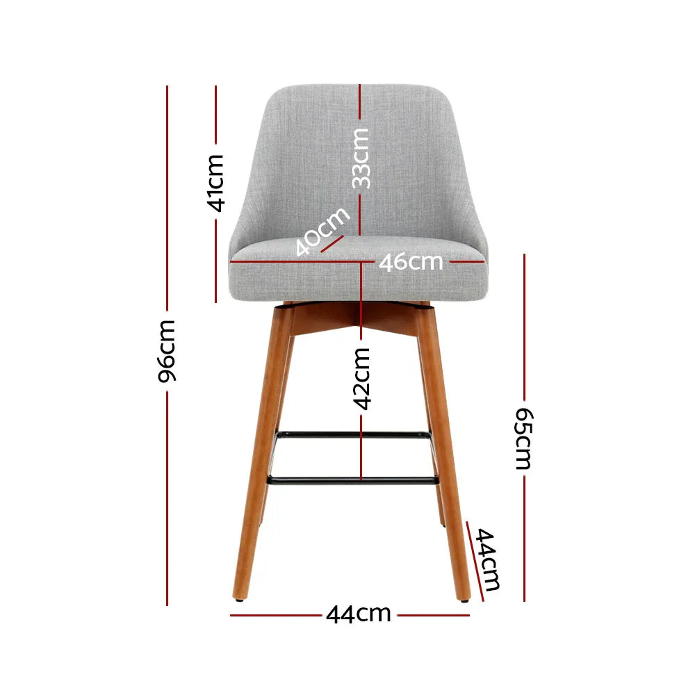 Artiss 4x Bar Stools Swivel Seat Wooden Grey - Mekamart Australia