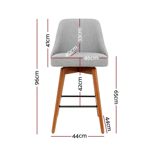 Artiss 4x Bar Stools Swivel Seat Wooden Grey - Mekamart Australia
