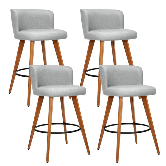 Artiss 4x Bar Stools Linen Padded Wooden Grey - Mekamart Australia