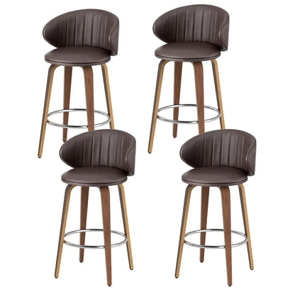 4x Artiss Bar Stools Dining Chairs Contoured Leather Wood Stool - Mekamart Australia