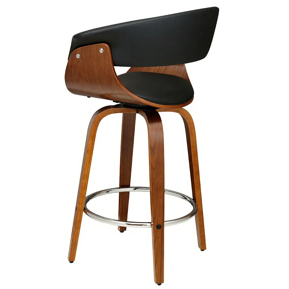 Artiss Bar Stools Swivel PU Seat Wooden - Mekamart Australia
