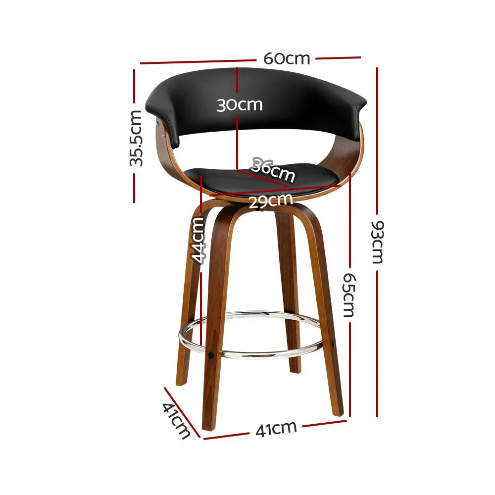 Artiss 4x Bar Stools Swivel PU Seat Wooden - Mekamart Australia