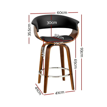 Artiss 4x Bar Stools Swivel PU Seat Wooden - Mekamart Australia