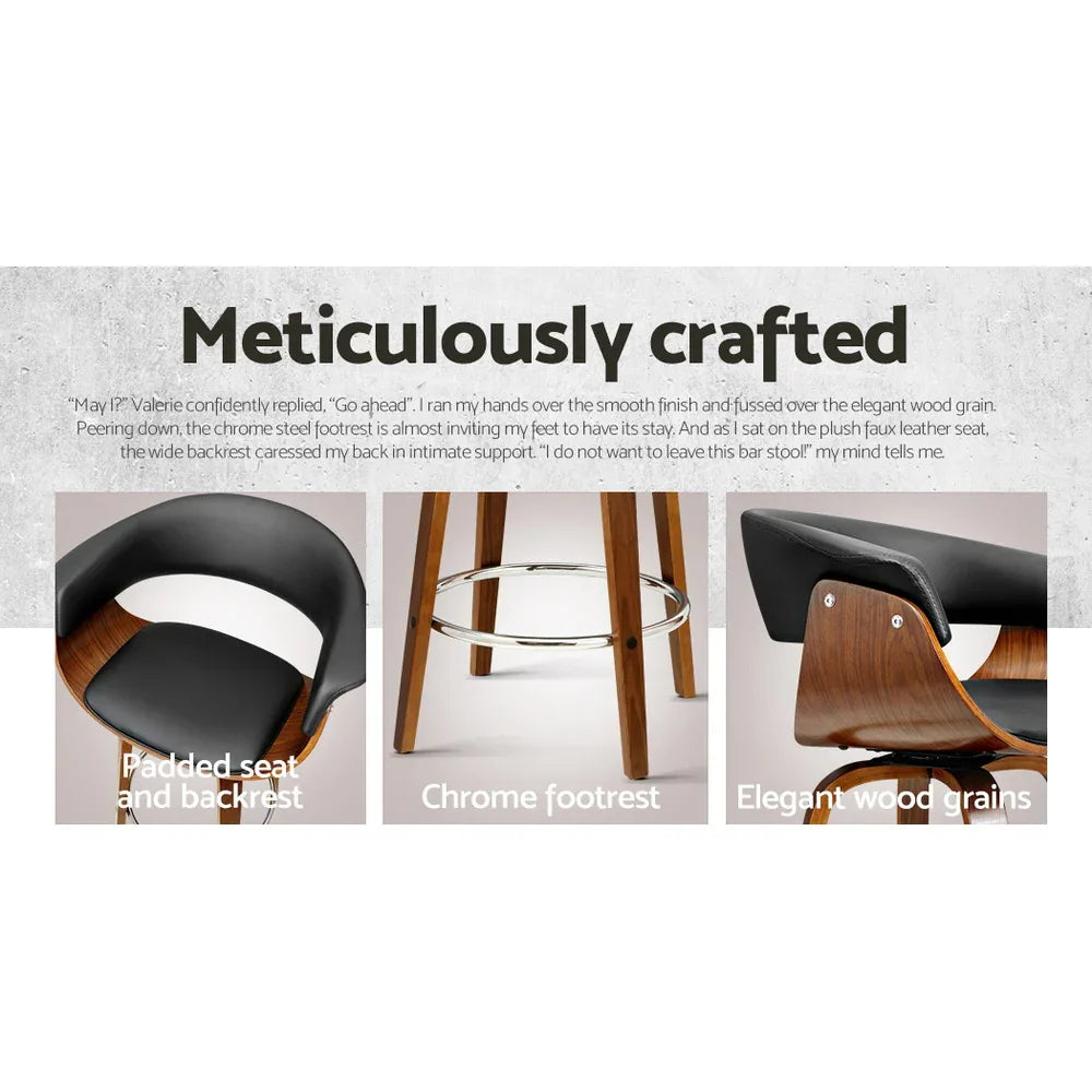 Artiss 4x Bar Stools Swivel PU Seat Wooden - Mekamart Australia