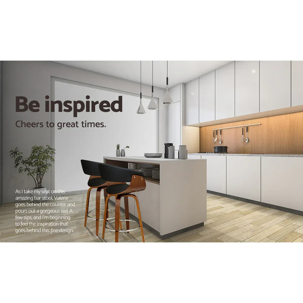 Artiss 4x Bar Stools Swivel PU Seat Wooden - Mekamart Australia