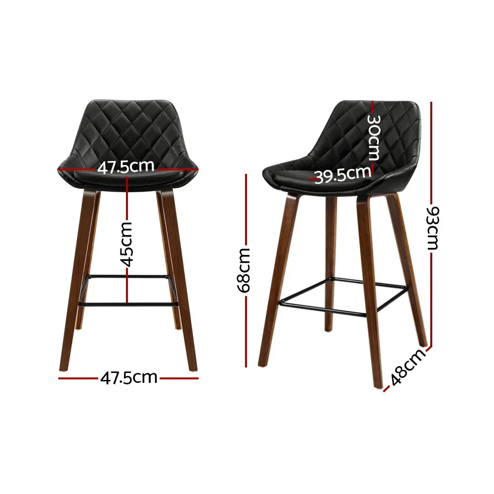 Artiss 2x Bar Stools PU Seat Wooden - Mekamart Australia