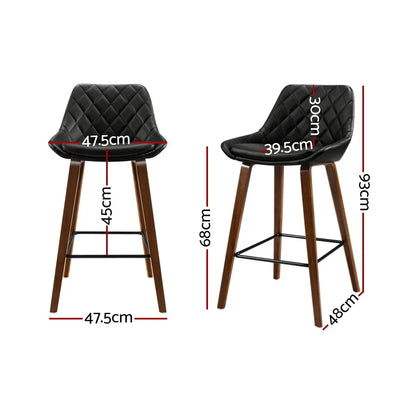 Artiss 2x Bar Stools PU Seat Wooden - Mekamart Australia