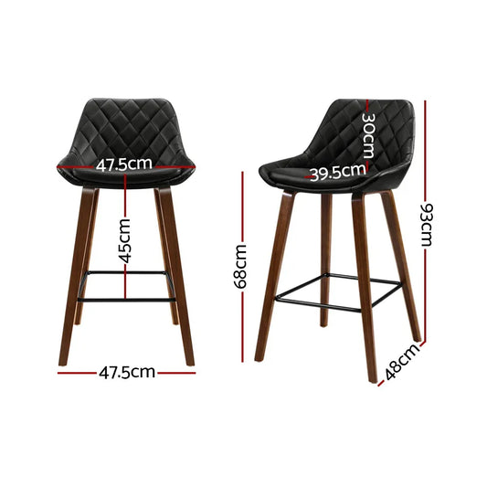 Artiss 2x Bar Stools PU Seat Wooden - Mekamart Australia