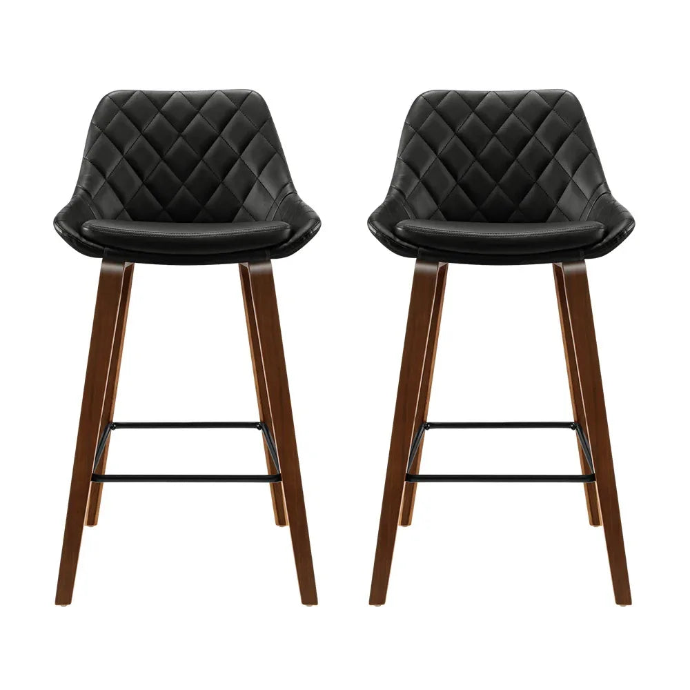 Artiss 2x Bar Stools PU Seat Wooden - Mekamart Australia
