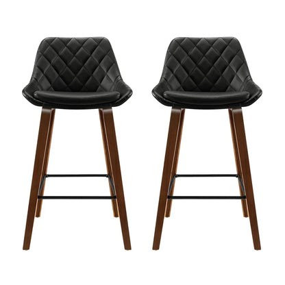 Artiss 2x Bar Stools PU Seat Wooden - Mekamart Australia