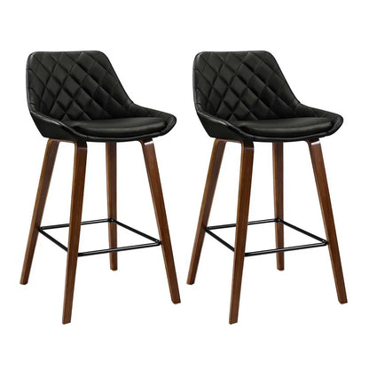Artiss 2x Bar Stools PU Seat Wooden - Mekamart Australia