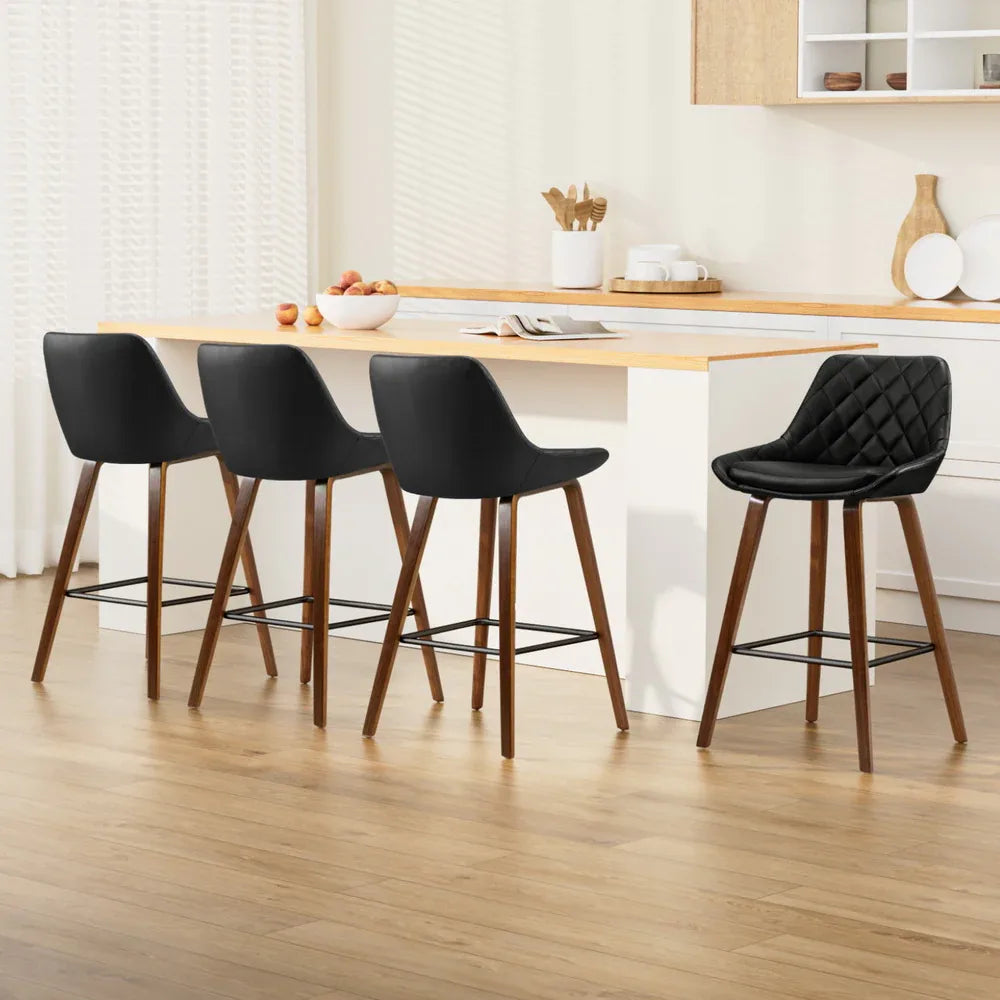 Artiss 4x Bar Stools PU Seat Wooden - Mekamart Australia