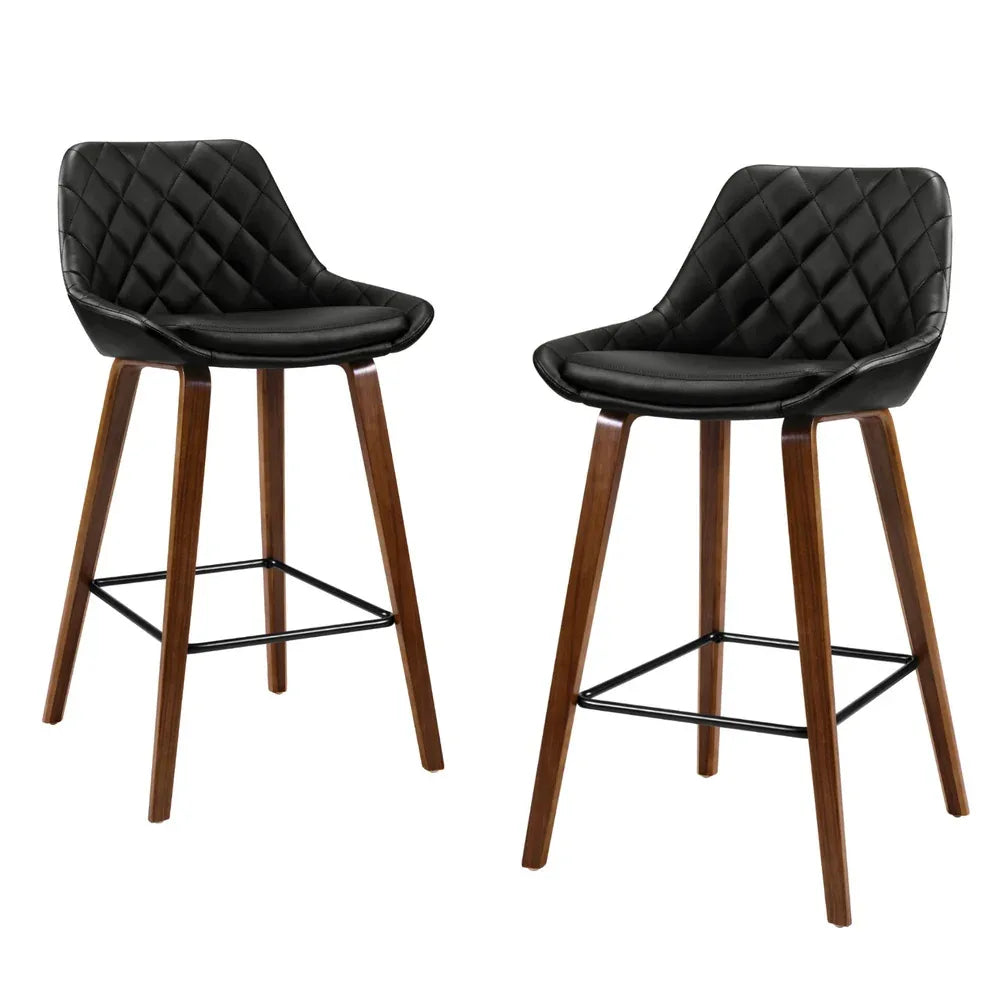 Artiss 4x Bar Stools PU Seat Wooden - Mekamart Australia