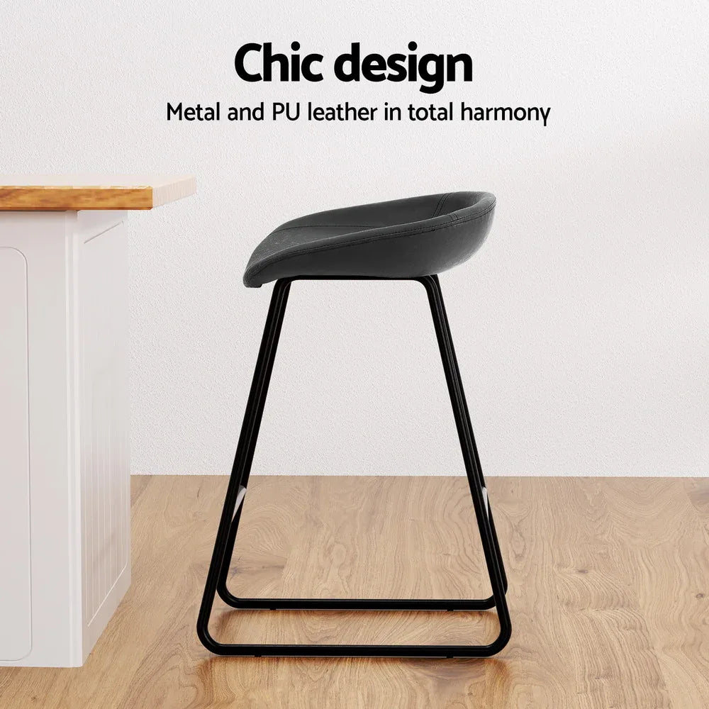 Artiss 2x Bar Stools Kitchen Dining Chairs Counter Stool PU Leather Metal - Mekamart Australia