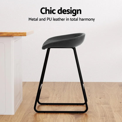 Artiss 2x Bar Stools Kitchen Dining Chairs Counter Stool PU Leather Metal - Mekamart Australia