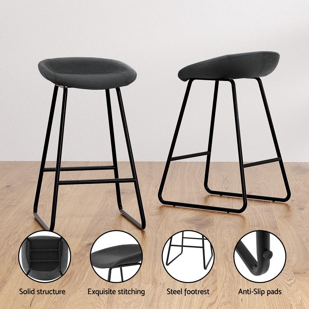 Artiss 2x Bar Stools Kitchen Dining Chairs Counter Stool PU Leather Metal - Mekamart Australia