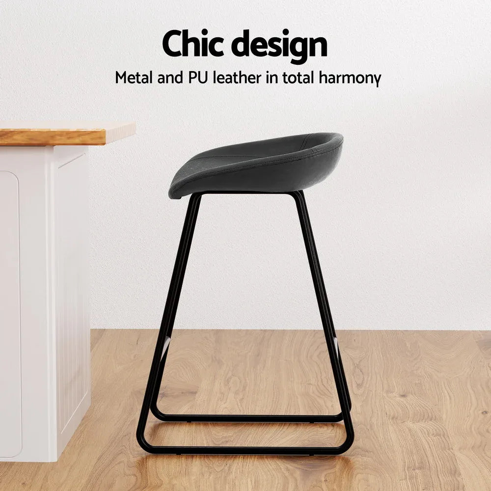 Artiss 4x Bar Stools Kitchen Dining Chairs Counter Stool PU Leather Metal - Mekamart Australia