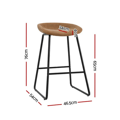 Artiss 4x Bar Stools Kitchen Dining Chairs Counter Stool PU Leather Metal Brown - Mekamart Australia