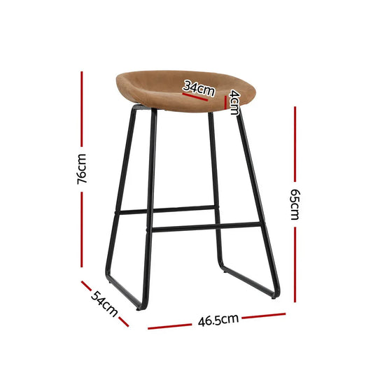 Artiss 4x Bar Stools Kitchen Dining Chairs Counter Stool PU Leather Metal Brown - Mekamart Australia