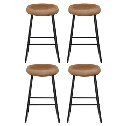 Artiss 4x Bar Stools Kitchen Dining Chairs Counter Stool PU Leather Metal Brown - Mekamart Australia