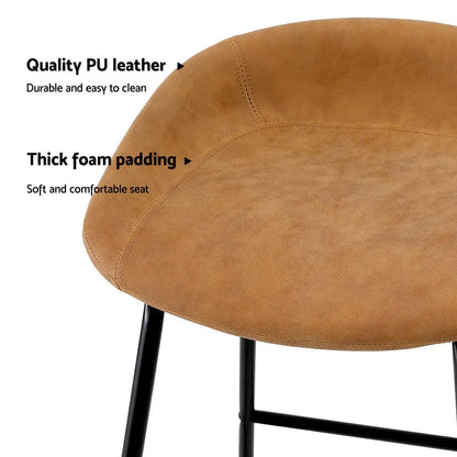 Artiss 4x Bar Stools Kitchen Dining Chairs Counter Stool PU Leather Metal Brown - Mekamart Australia