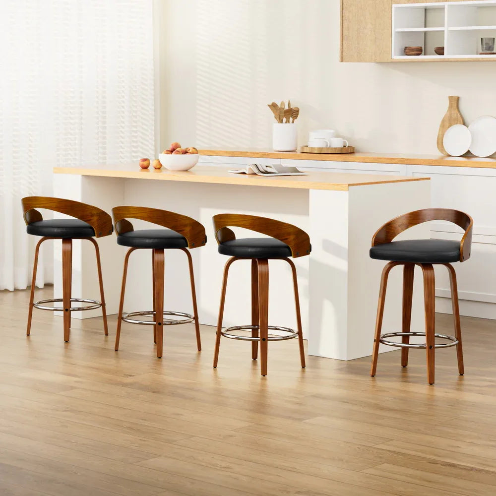 Artiss 4x Bar Stools Swivel Seat Curving Backrest - Mekamart Australia