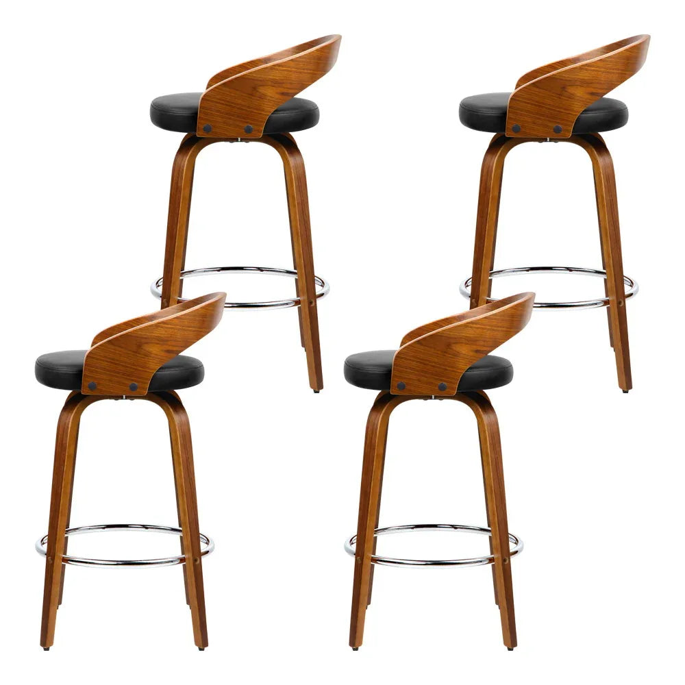 Artiss 4x Bar Stools Swivel Seat Curving Backrest - Mekamart Australia