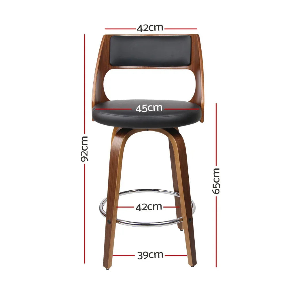 Artiss 2x Bar Stools Swivel Leather Chair 65cm - Mekamart Australia