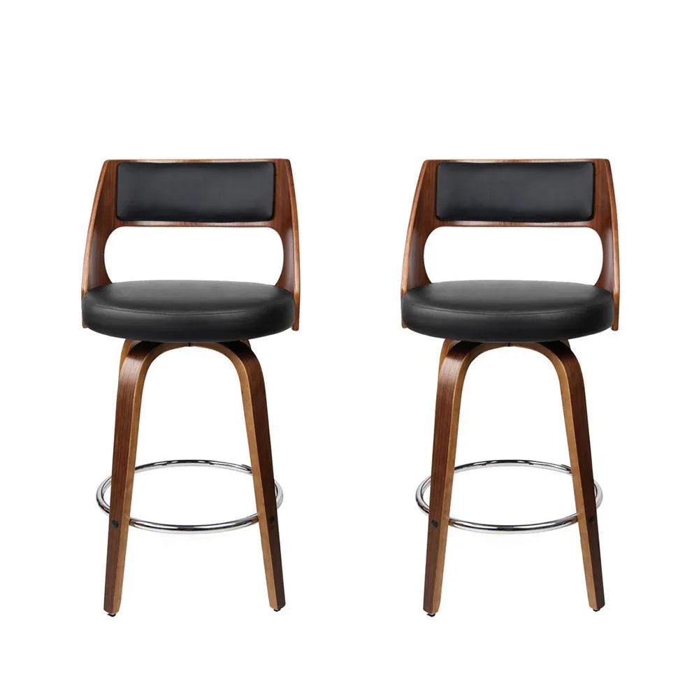 Artiss 2x Bar Stools Swivel Leather Chair 65cm - Mekamart Australia