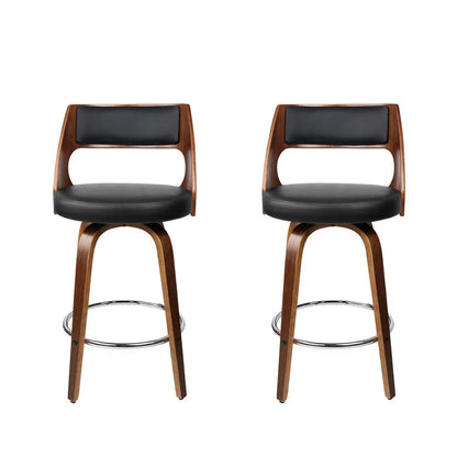Artiss 2x Bar Stools Swivel Leather Chair 65cm - Mekamart Australia
