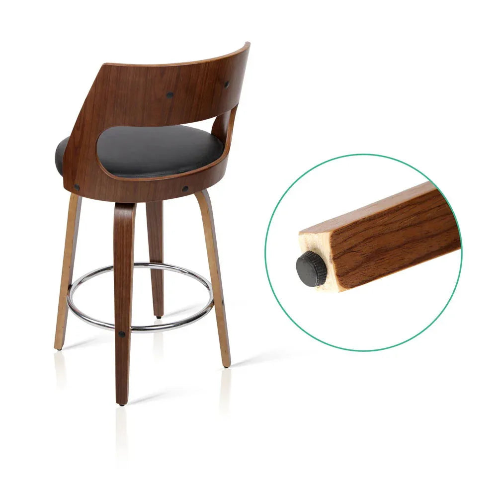 Artiss 2x Bar Stools Swivel Leather Chair 65cm - Mekamart Australia