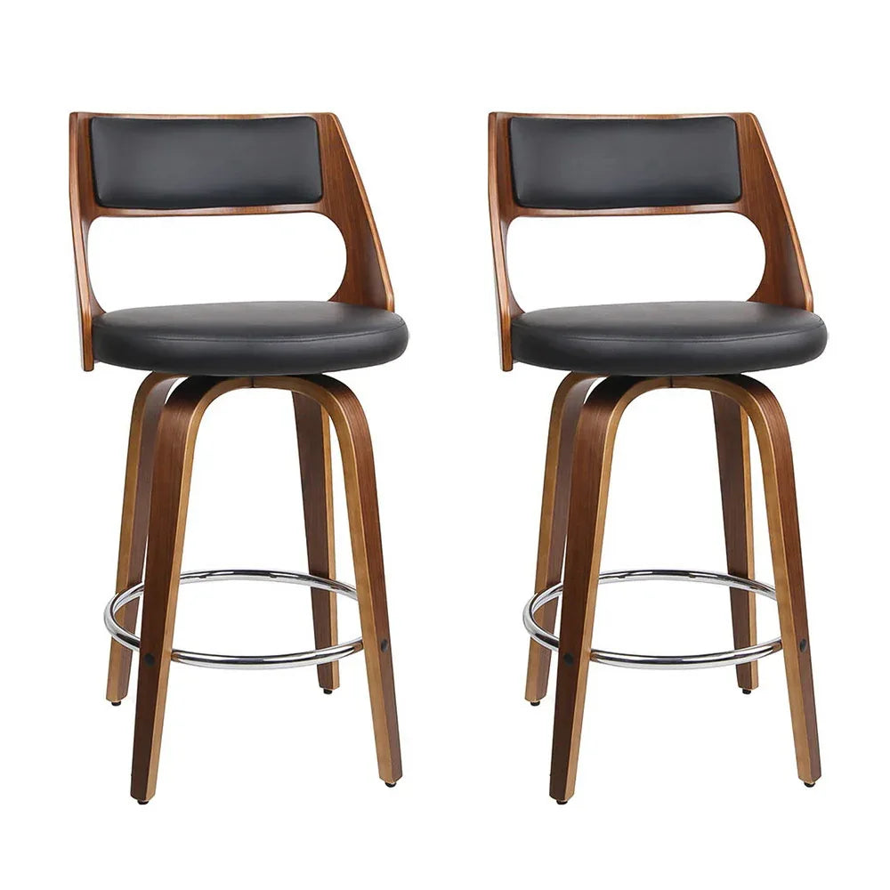 Artiss 2x Bar Stools Swivel Leather Chair 65cm - Mekamart Australia