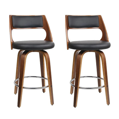 Artiss 2x Bar Stools Swivel Leather Chair 65cm - Mekamart Australia