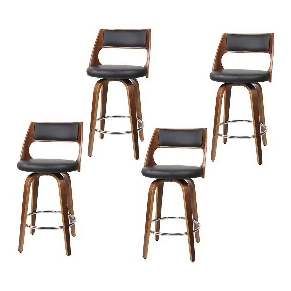 Artiss 4x Bar Stools Swivel Leather Chair 65cm - Mekamart Australia