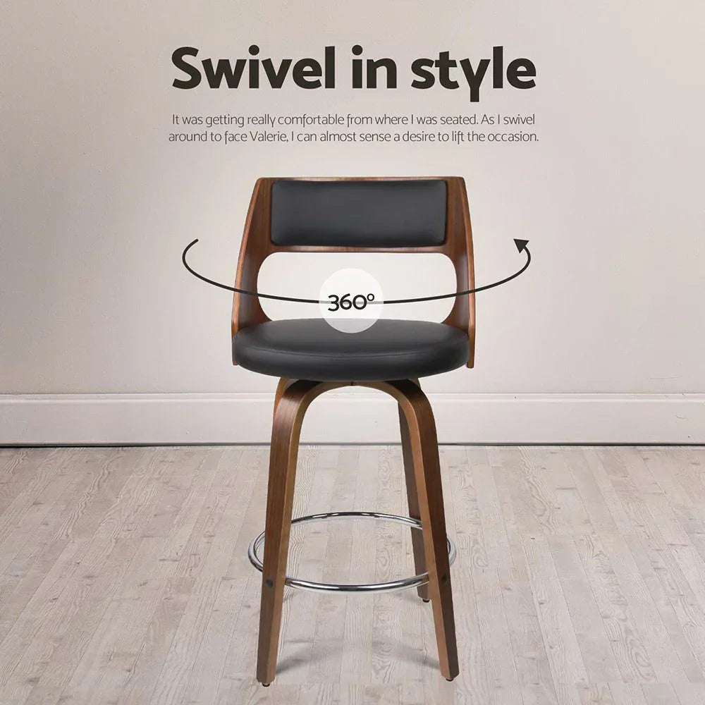 Artiss 4x Bar Stools Swivel Leather Chair 65cm - Mekamart Australia