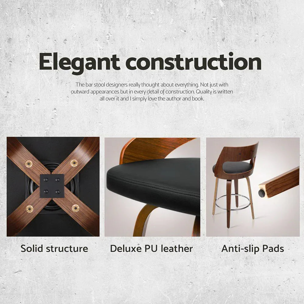 Artiss 4x Bar Stools Swivel Leather Chair 65cm - Mekamart Australia
