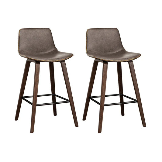 Artiss Bar Stools Kitchen Counter Barstools Leather Wooden Chairs x2 - Mekamart Australia