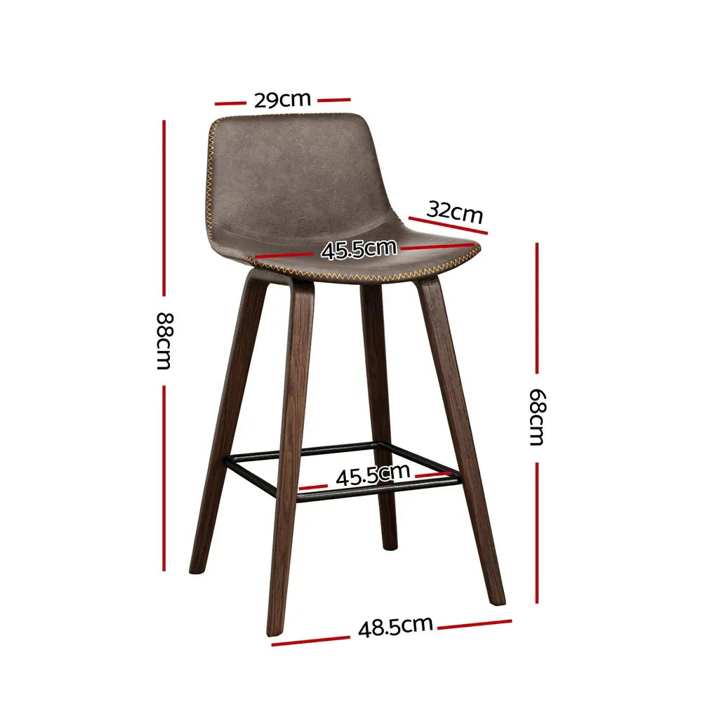 Artiss 4x Bar Stools Vintage Leather Wooden - Mekamart Australia