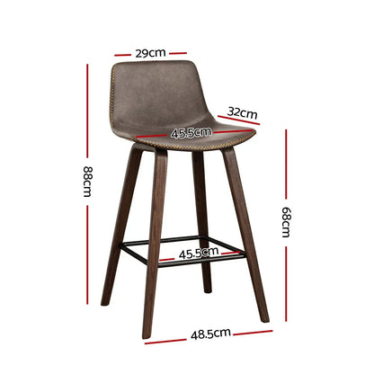 Artiss 4x Bar Stools Vintage Leather Wooden - Mekamart Australia